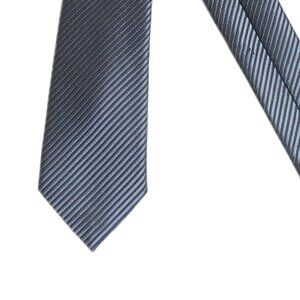 Little Black Tie Textured Satin Tie Men’s 60” Blue Polyester Designer Skinny New